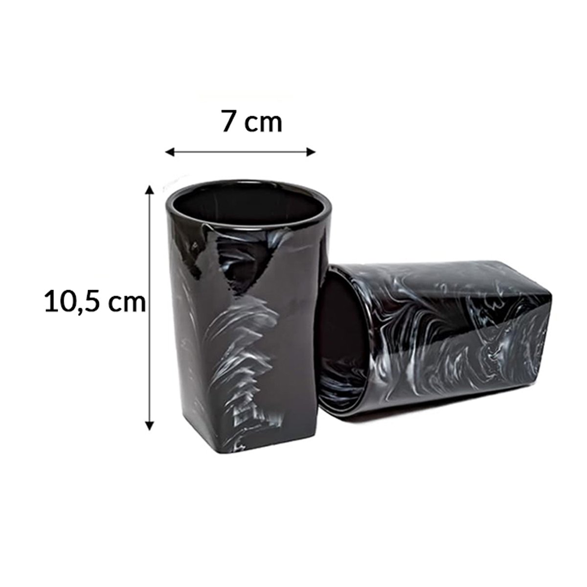 VASO PORTA CEPILLO RESINA MÁRMOL NEGRO - Imagen 4