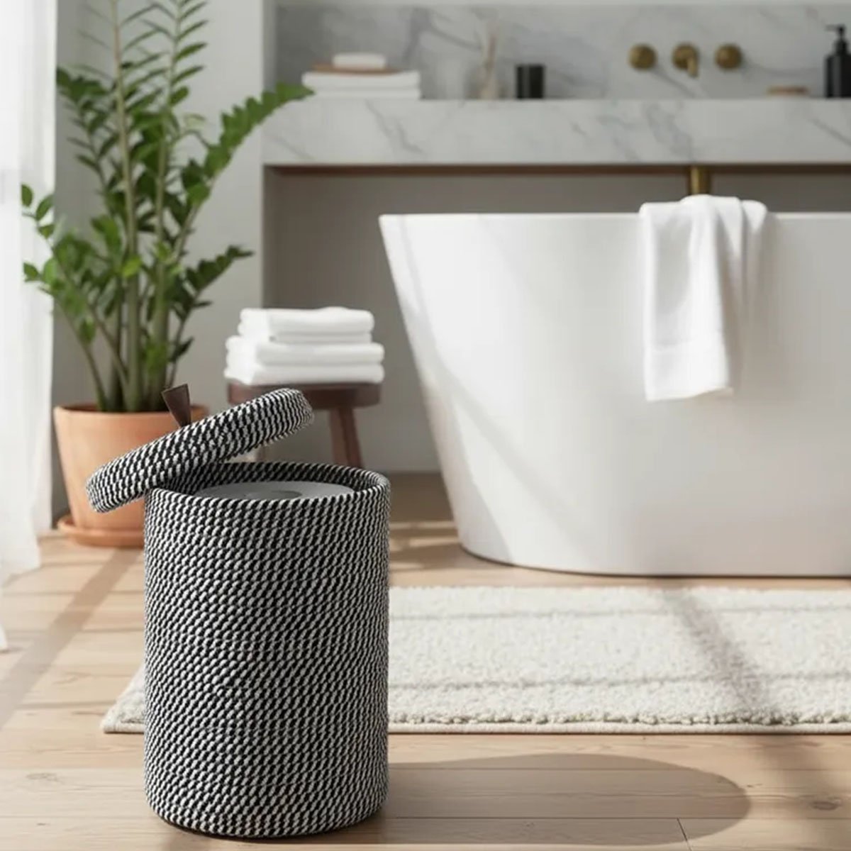 CANASTO CONTENEDOR CON TAPA PARA PAPEL HIGIENICO Y OTROS - Imagen 4