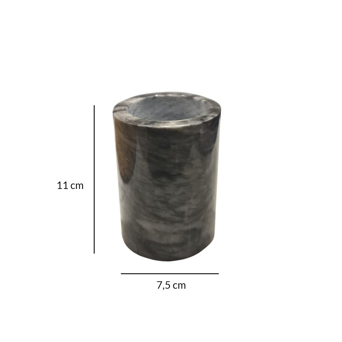 VASO PORTA CEPILLO DE MÁRMOL NEGRO NATURAL - Imagen 4